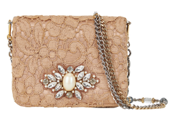 Embellished Lace Clutch, Fabric, Beige, MII, DB, 3*